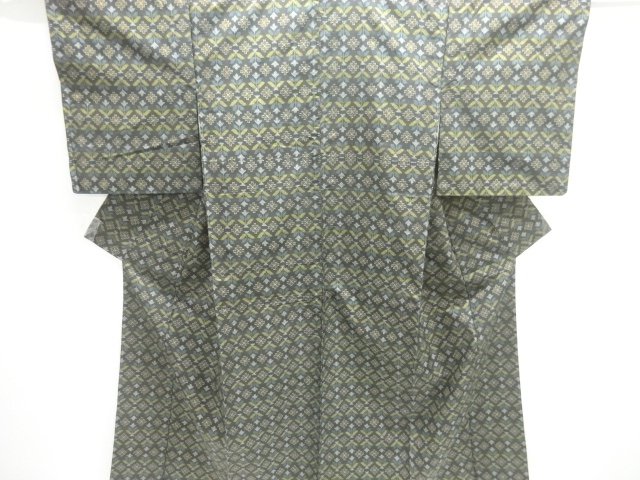 JAPANESE KIMONO / ENSEMBLE / OSHIMA TSUMUGI / WOVEN ABSTRACT FLOWER